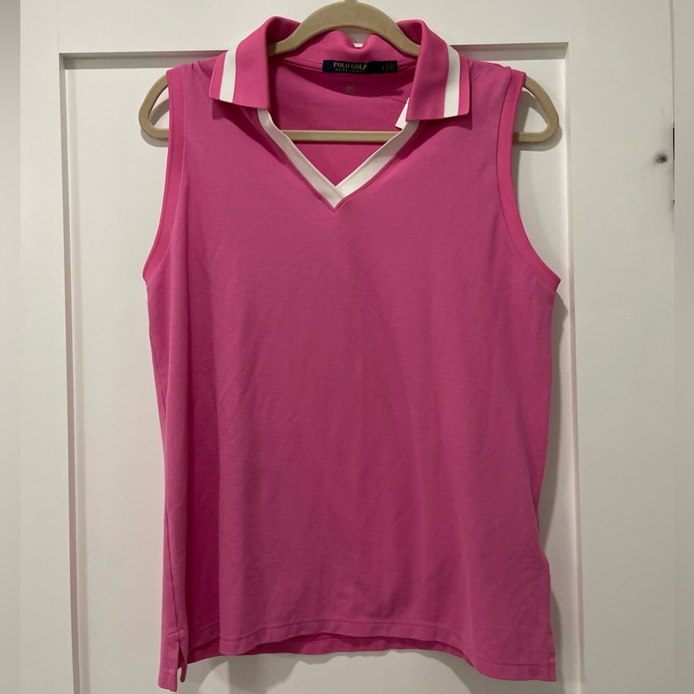 Ralph Lauren Tailored Fit Sleeveless Golf Polo Shirt pink size L women